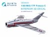 Quinta Studio QD48453 MiG-17F 3D-Printed coloured Interior on decal paper (AMMO/Kinetic) 1/48